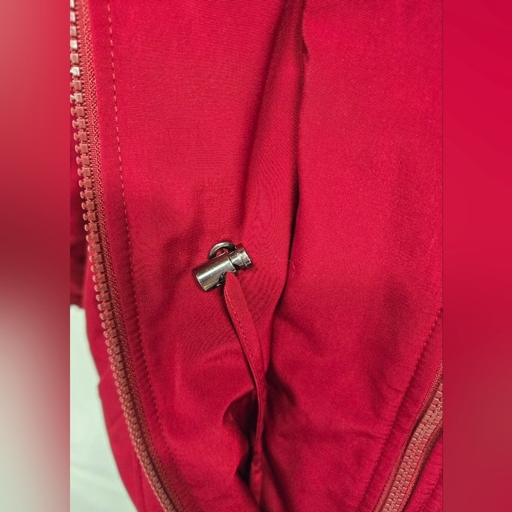 Liz Claiborne S Winter Coat Faux Layered Vest Fleece Drawstring Red Wine - Picture 6 of 12